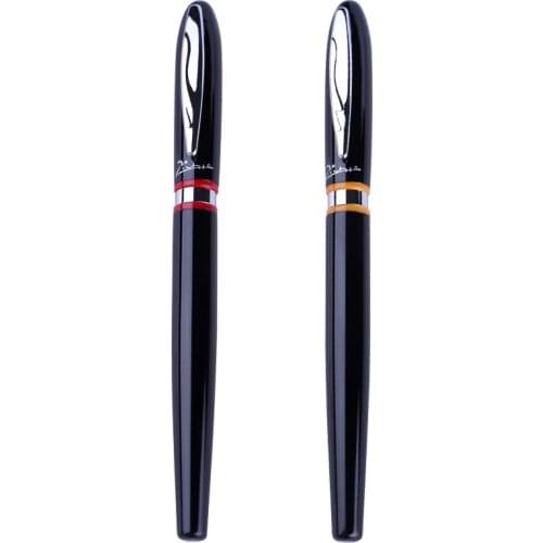 Picasso 907 Montmartre Pimio Metal Black Fountain Pen with Yellow/Red Ring Fine Nib Luxurious School Office Ink Pen