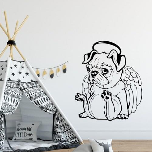 Dog With Wings Removable Wall Stickers for Nursery Kids Room Vinyl Wallpaper Decals Children Bedroom Home Poster Murals TA392