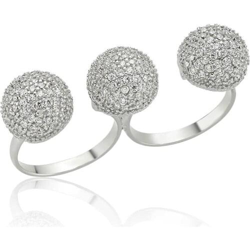 Tevuli 925 Sterling Silver Three Ball Binary Womens Ring