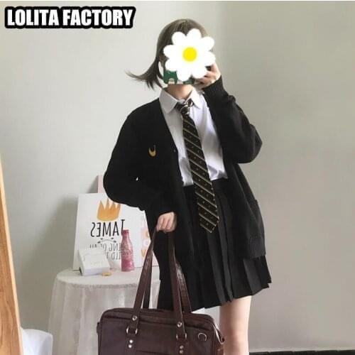 High Quality Japanese Style Students School Uniform Girl Women Sweater Long Sleeve Jk School Uniforms Cardigans SKIRT TIE SUIT
