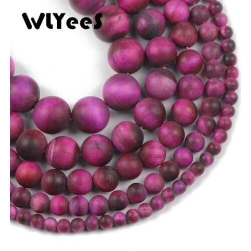 WLYeeS Natural Matte Frosted Rose Red Tiger Eye Stone Round Spacer Bead For Jewelry Making 15"Strand 4 6 8 10 12 mm DIY Bracelet