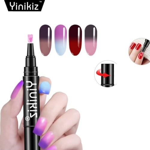 Yinikiz Hot Thermal Nail Gel Polish Penl Temperature Color Changing Soak Off UV Gel Lacquer Manicure Nail Art Varnish Color Pen