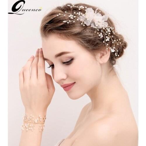 Handmade Bridal Hairpins Wedding Hair Accessories Headdress Pearl Jewelry Women Pink Crystal Beads Hair Accessory