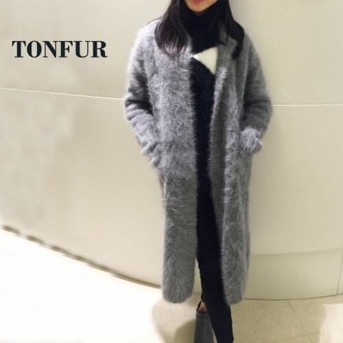 Real Mink Cashmere Long Coat Genuine Mink Cashmere Sweater Warm Custom Big Size Pure True Mink Fur X Long Cardigans FP902