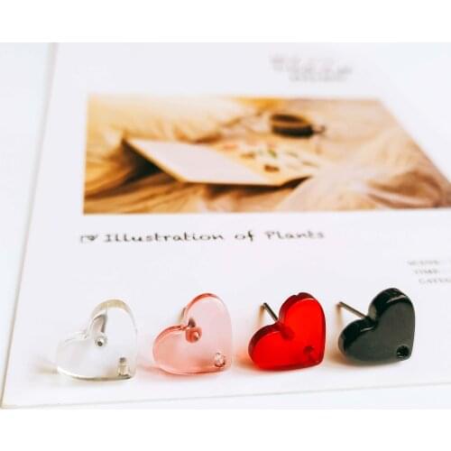 Multicolors Heart Stud Earrings Ear Accessories Eardrop Jewelry Component Ornaments Diy Material Handmade 10pcs