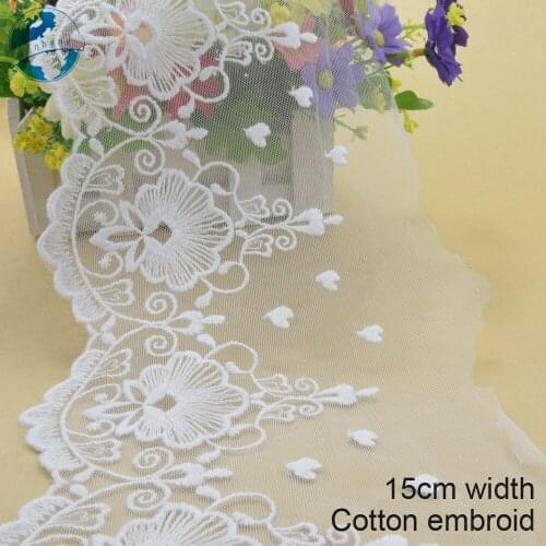 10yards 15cm Cotton embroid lace sewing ribbon guipure lace african lace fabric trim warp knitting DIY Garment Accessories#3092