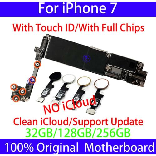 100%Original 32gb/128gb/256gb For iphone 7 Motherboard With Touch ID/Without Touch ID,unlocked For iphone7 Logic boards tested