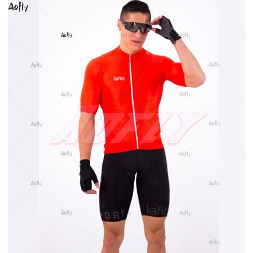 2020 Kafitt Mens Red Cycling Jersey Clothing Sets Road Bike Shirts Suit Bicycle Bib Shorts MTB Wear Maillot Split 2-Piece 20D
