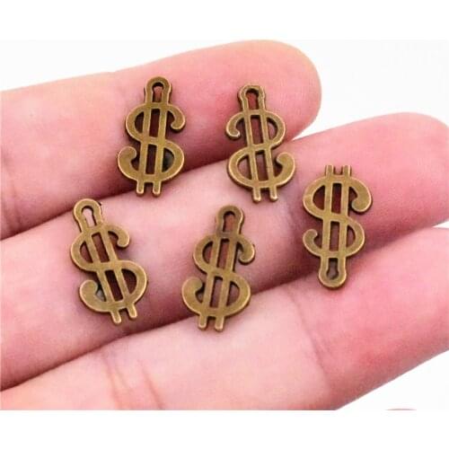 30pcs/lot 17x9mm Antique Bronze Plated Money symbol Charms Pendant For Making DIY Handmade Necklace and Earring Jewelry