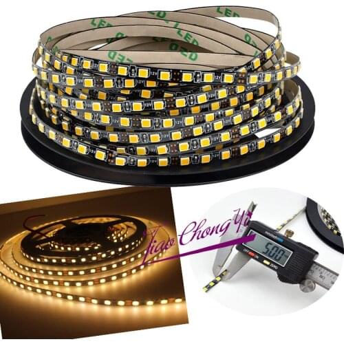 5M 2835 SMD 600Leds warm white Flexible LED Strip 12V Black PCB IP20 5mm Width