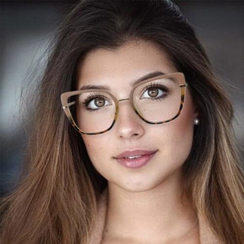 TR90 Anti-blue Light Metal Cat Eye Glasses Frame Fashion Men and Women Optical Retro Computer Eyeglasses
