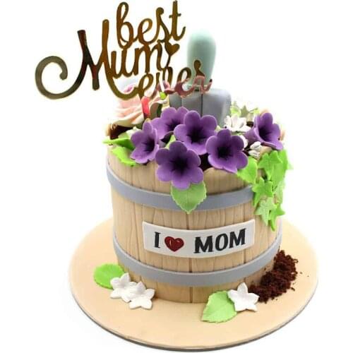 INS Mothers Day Acrylic Cake Topper Gold "Best Mum ever" Cake Topper for Mothers Day Birthday Party Cake Decorations Supplies
