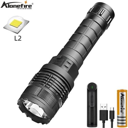 Alonefire X18 L2 led tactical flashlight USB Rechargeable Waterproof Flash Light Torch Self Defense Tactical Portable Lights