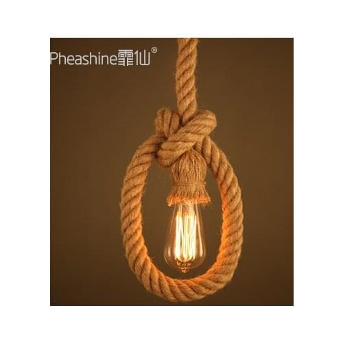 American Village loft rope pendant light for dining room Restaurant Bar Cafe droplight