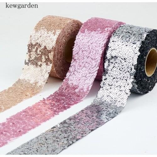 Kewgarden 1-1/4" 2" 30mm 50mm Sequins Voile Cloth Satin Ribbon Handmade Tape DIY Bowknot Accessories 10 meters / lot