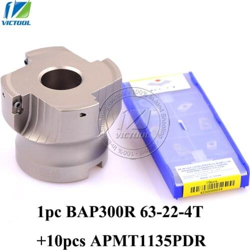 Free Shiping BAP300R-63-22-4T Milling tool with 10pcs carbide milling insert APMT1135PDR Face Mill Shoulder Cutter BAP 300R 63-2