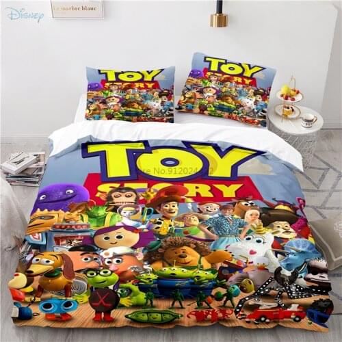 Home Textile Disney Toy Story Cartoon 3d Bedding Set Buzz Lightyear Sheriff Woody Character Duvet Cover Set Pillowcases 2/3pcs