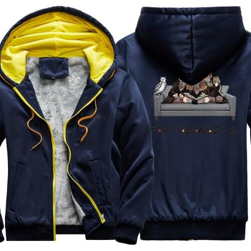 Friends Print Camouflage Raglan Thicken Jackets Keep Warm Wool Liner Mans Sweatshirts & hooded Leisure Tracksuits Hipster Retro