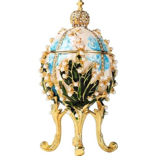 FLETCHER Brand Metal Beautiful with Pearl Faberge Egg for Jewelry Box