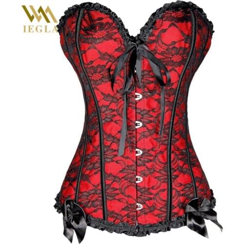 Gorset Sexy Corset Women Waist Trainer Brocade Corsets Bustiers Embroidery Lace Up Corselet Top Gothic Body Shaper S-6XL