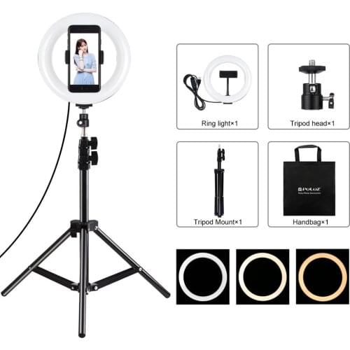 PULUZ 7.9 inch LED Selfie Ring Light&Cell Phone Clamp&Tripod Stand Vlogging Video Light Kits For YouTube Blogger Video Shooting