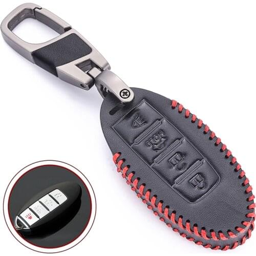 Car Key Cover Leather Case 4 Buttons Protect Shell For Nissan Versa Maxima Altima Rogue Armada Sentra Murano Infiniti FX35 QX60