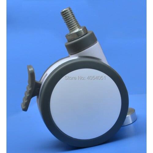 Furniture caster Medical 4-inch Full plastic screw rod universal TPU caster swivel Medical bed chair Equipment wheel brake