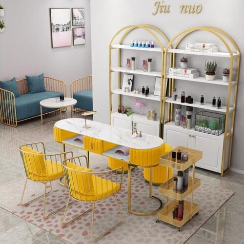 Marble Double-layer Nail Table and Chair Set Nordic Single Double Nail Table Net Red Economy Manicure Manicure Table