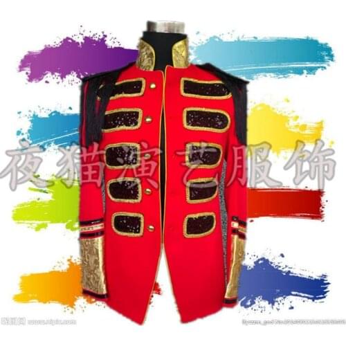 Men suits designs stand collar red terno stage costumes for singers men sequin blazer dance clothes jacket style dress punk rock