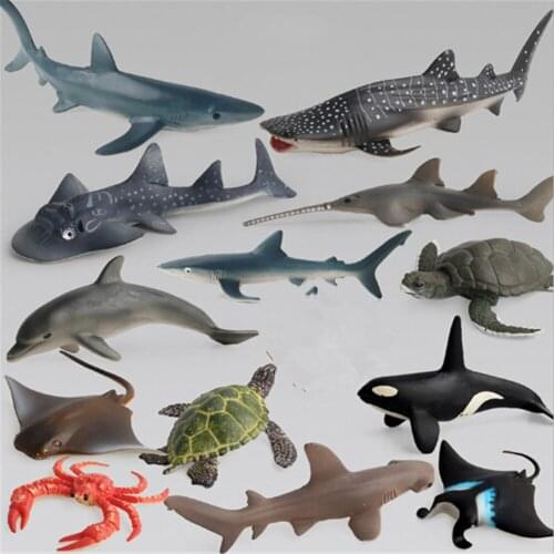 1Pcs Ocean Sea Life Simulation Animal Model Sets Shark Whale Turtle Dolphin Action Toy Figures Kids Educational Collection Gifts