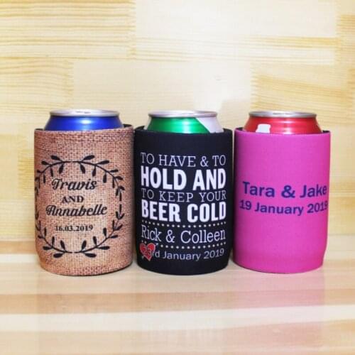 200pcs Imprint Logo Neoprene Can Cooler Wedding Custom Stubby Holder Stubbie For Business Can Sleeve Cooler Sublimated Coolers