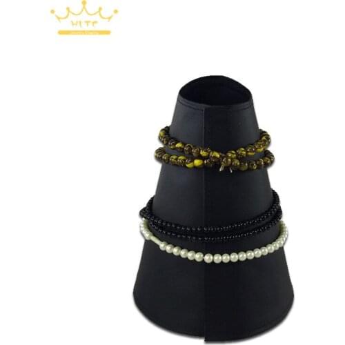 New black leather folding cone-shaped bracelet bracelet display stand jewelry display