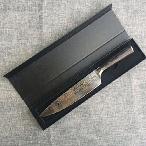 New Handmade Hummer Pattern Stainless Steel Kitchen Chef Knife 7Cr17Mov High Carbon Blade Black Pakka Wood Handle Cooking Knife