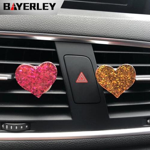 Bling Car Accessories For Girls Car Aroma Diffuser Mini Heart Shape Flavoring For Car Fresheners Auto Perfume Car Air Vent Clip