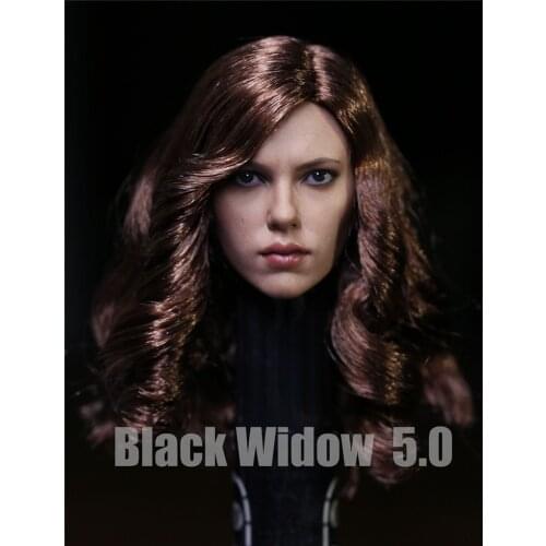 Custom 1/6 Scarlett Johansson Black Widow Head Sculpt With long brown Long curly Hair Female head Model F 12" suntan Figure body