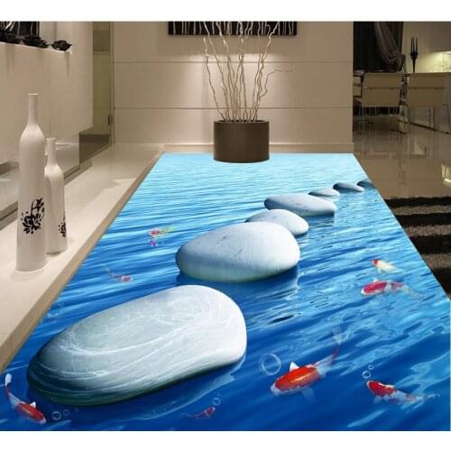 Custom Photo Floor 3D Wallpaper Modern Art cobblestone non-slip waterproof self-adhesive PVC Wallpaper