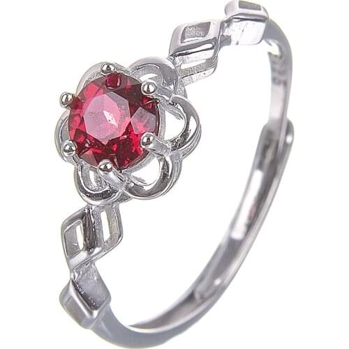 Amazing Natural Garnet Gemstone 5mm*5mm Butterfly Wedding Engagement Promise Fashion Band Ring for Women