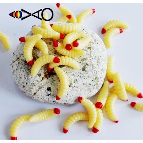 30Pcs Promotion New Style Bait 2.3cm 0.5g Maggot Grub Soft Fishing Lure Hooks Smell Worms Glow Shrimps Fish Lures Soft