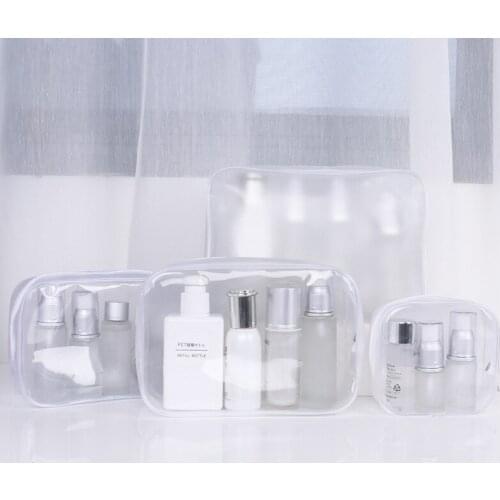 4 Size Transparent PVC Bags Travel Organizer Clear Makeup Bag Cosmetic Bag Beauty Case Toiletry Bag Make Up Pouch Wash Bags