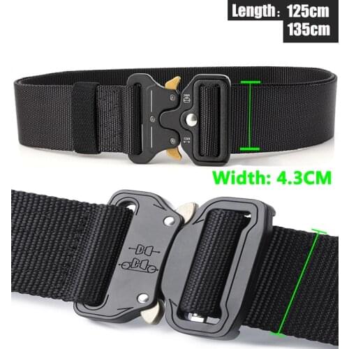 4.3CM Military Tactical Belt Army Nylon Metal Buckle Police Outdoor Adjustable Heavy Duty Waist Belt Hombre Hunting Accessories