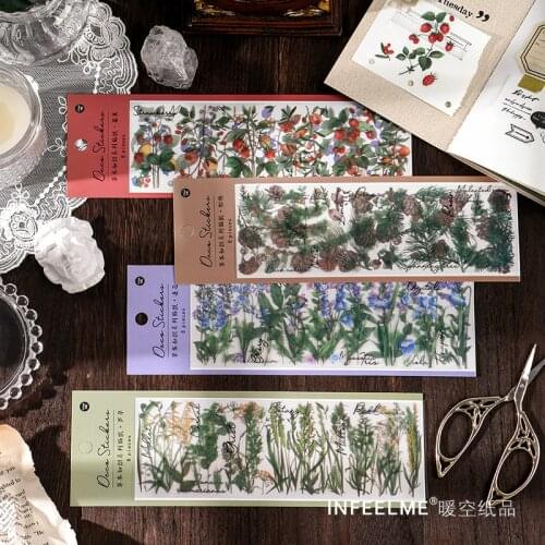 6 Sheets Of Vegetation Like Weaving Series Stickers Creative Retro Decoration Plant Waterproof PET Stickers Stationery Supplies
