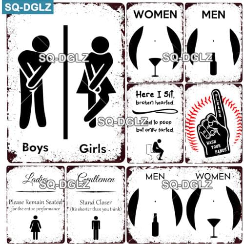 [SQ-DGLZ] Toilet Metal Sign Vintage Metal Plaque Indicator Plates Decor For Pub Bar Home Wall Decor Tin Signs Signage Poster
