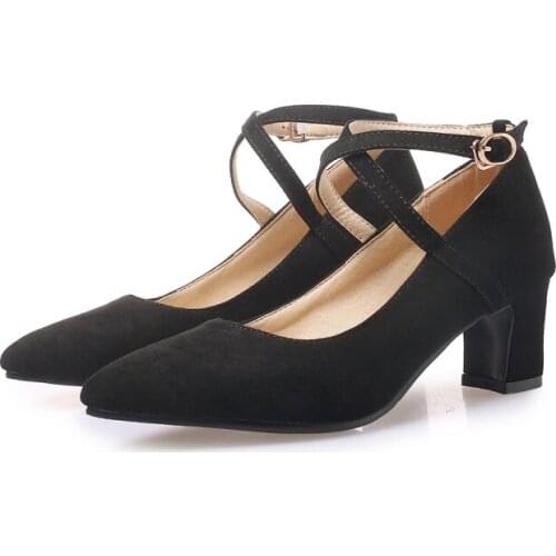 Big Size 9 10 11 12 13 14 15 16 17 ladies high heels women shoes woman pumps Pointed heavy-heeled single shoe