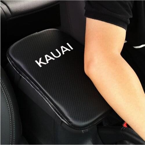 Carbon Fiber Texture Pu Leather Car Armrest Storage Protection Cushion For Hyundai Kauai