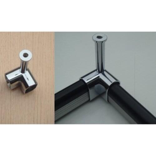 2PCS CORNER 90 DEGREE CHROME ZINC SUPPORT BRACKET HOLDER FOR CLOSET OVAL ROD RAIL HANGER