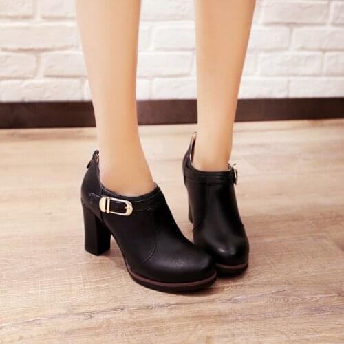 Big Size 11 12 13 14 15 16 17 platform heels women shoes woman pumps ladies Round-head Waterproof Table Rough-heel Zipper