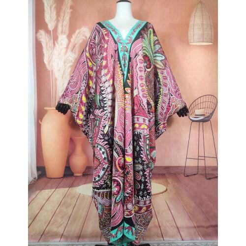 Европейская одежда Autumn Printed Bohemian Full Length Kaftan Maxi dresses Kuwait Sexy Lady Beach party V-neck robe long dress
