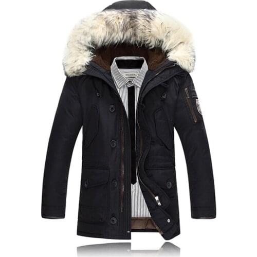 2020 Winter Warm Mens White Duck Down Jacket Fashion Casual Big Fur Collar Thicken Hooded Jackets and Coats Male Beige White