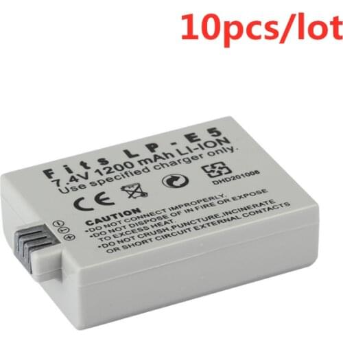 10pcs/lot LP-E5 LP E5 LPE5 Rechargeable Digital Camera Battery For Canon EOS 450D 500D 1000D KISS X2 X3 F Rebel XS