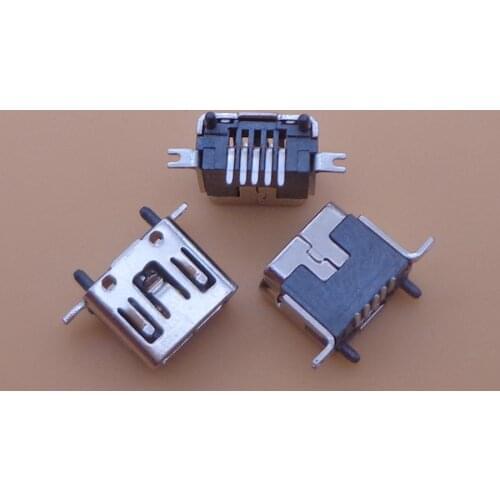 100PCS Mini USB Type B Female 5 Pin DIP Vertical Leg PCB 180 degree Socket Connector V3 Micro USB Short paragraph